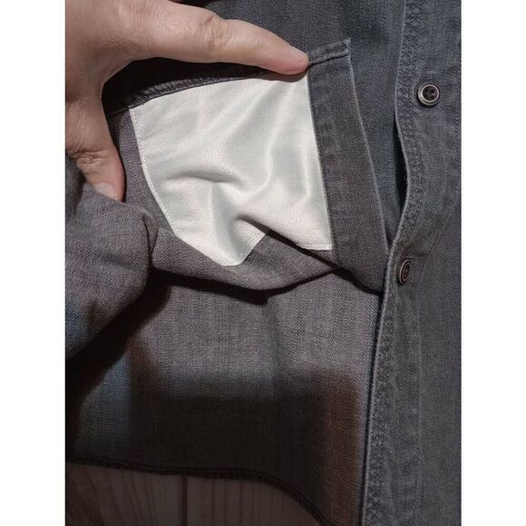 Solaris Shirt Men's Large Gray Button Front - Picture 5 of 9